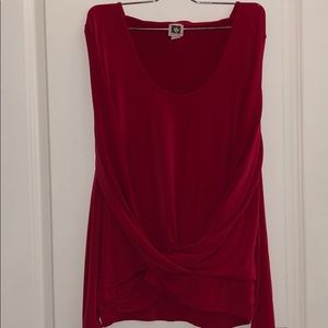 Detailed longsleeve blouse in brilliant red